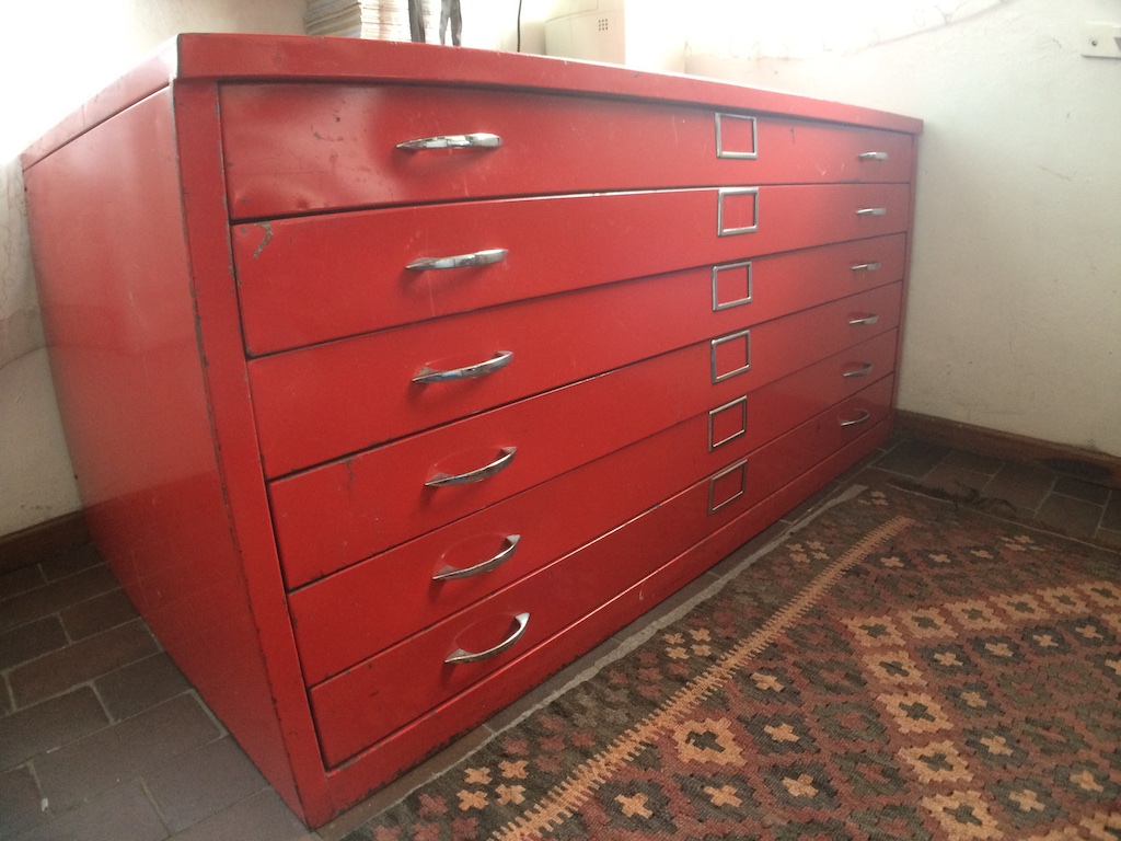 Sold Red Steel Map Plan Drawer Cabinet Excess To Requirements